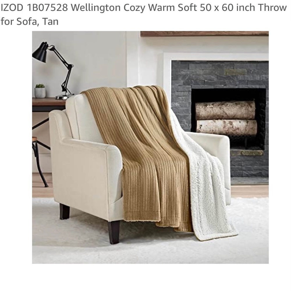 IZOD Ribbed Plush Sherpa Throw - Picture 1 of 6